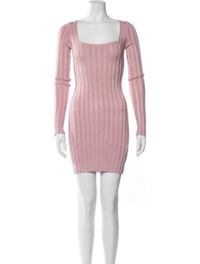 Pre-owned Danielle Guizio Square Neckline Mini Dress In Pink