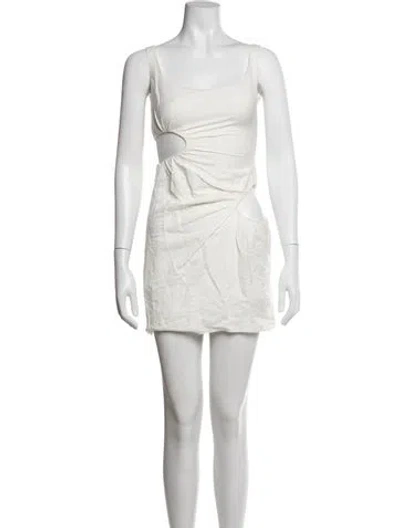 Pre-owned Danielle Guizio Square Neckline Mini Dress In White