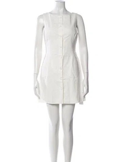 Pre-owned Danielle Guizio Square Neckline Mini Dress In White
