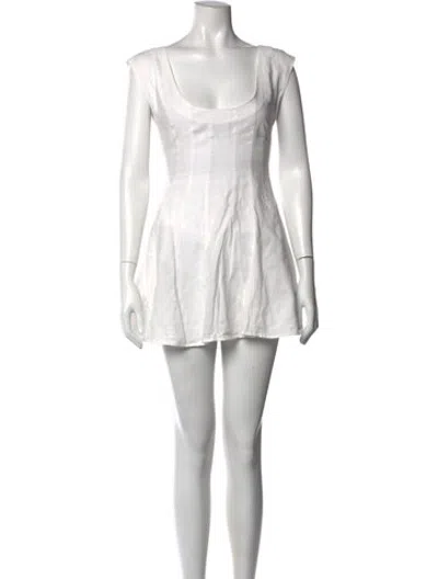 Pre-owned Danielle Guizio Square Neckline Mini Dress In White
