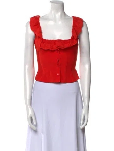 Pre-owned Danielle Guizio Square Neckline Sleeveless Crop Top In Burgundy