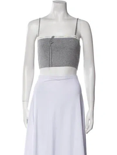 Pre-owned Danielle Guizio Square Neckline Sleeveless Crop Top In Gray