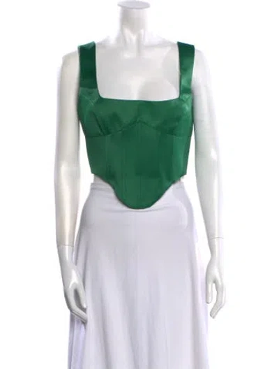 Pre-owned Danielle Guizio Square Neckline Sleeveless Crop Top In Red