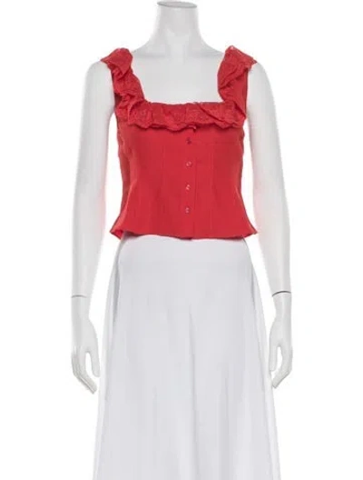 Pre-owned Danielle Guizio Square Neckline Sleeveless Top In Orange