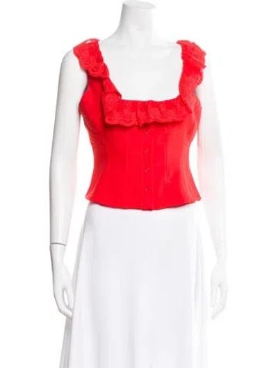 Pre-owned Danielle Guizio Square Neckline Sleeveless Top In Orange