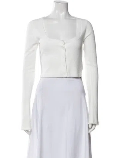 Pre-owned Danielle Guizio Square Neckline Sweater In White