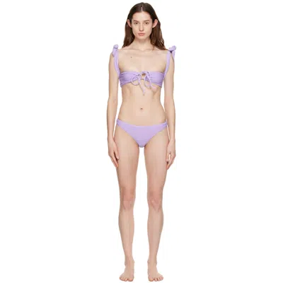 Danielle Guizio Ssense Launches Exclusive Purple Mona Bikini