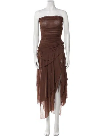 Pre-owned Danielle Guizio Strapless Knee-length Dress W/ Tags In Brown