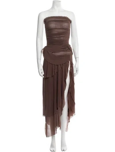 Pre-owned Danielle Guizio Strapless Long Dress In Brown