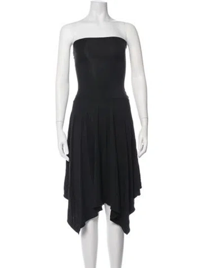 Pre-owned Danielle Guizio Strapless Midi Length Dress In Black