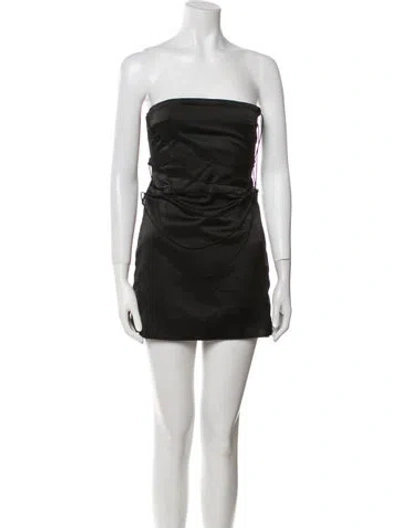 Pre-owned Danielle Guizio Strapless Mini Dress In Black