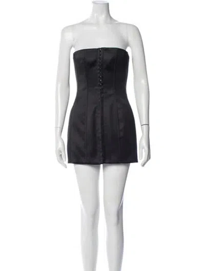 Pre-owned Danielle Guizio Strapless Mini Dress In Black