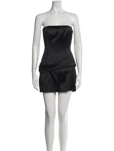 Pre-owned Danielle Guizio Strapless Mini Dress In Black