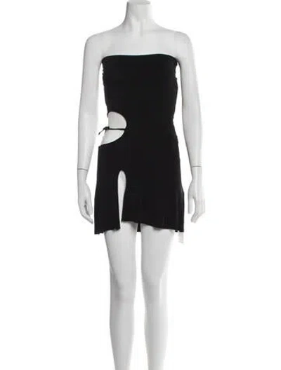 Pre-owned Danielle Guizio Strapless Mini Dress In Black