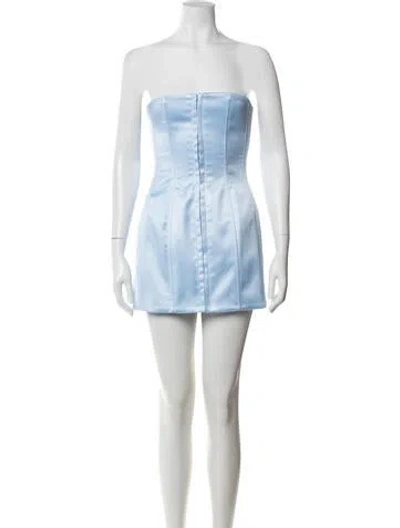 Pre-owned Danielle Guizio Strapless Mini Dress In Blue