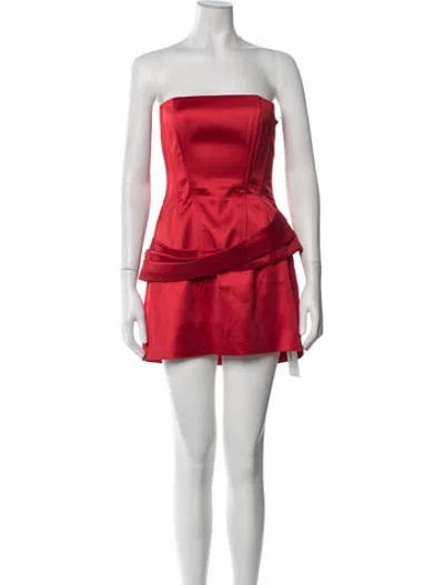 Pre-owned Danielle Guizio Strapless Mini Dress W/ Tags In Red