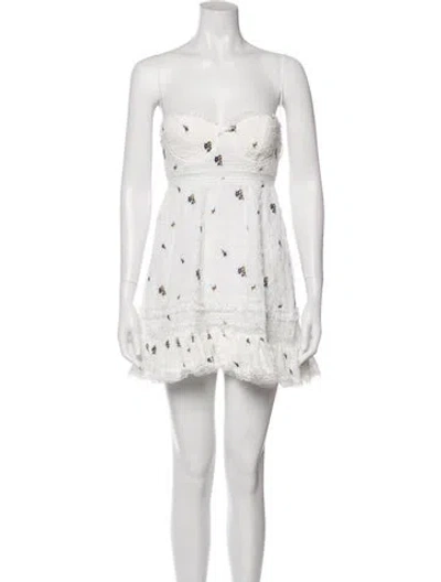 Pre-owned Danielle Guizio Strapless Mini Dress In White