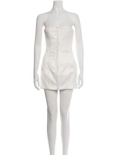 Pre-owned Danielle Guizio Strapless Mini Dress In White