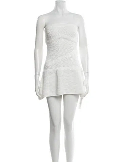 Pre-owned Danielle Guizio Strapless Mini Dress In White