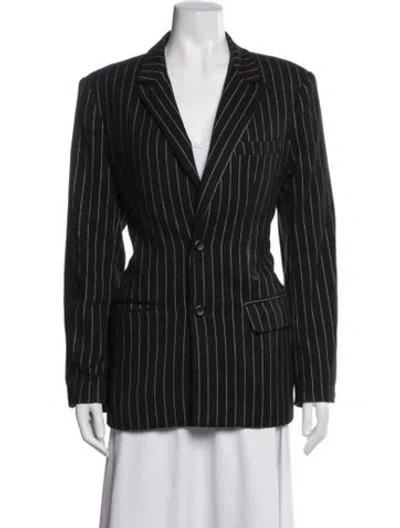Pre-owned Danielle Guizio Striped Blazer In Black