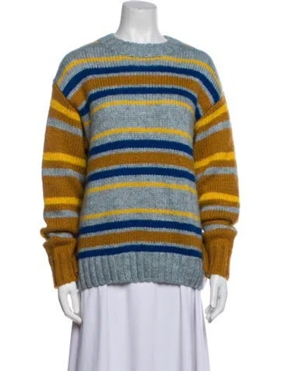 Pre-owned Danielle Guizio Striped Crew Neck Sweater In Blue