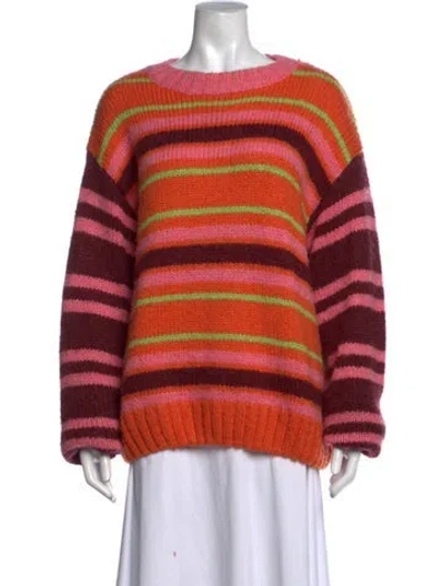 Pre-owned Danielle Guizio Striped Crew Neck Sweater In Multicolor