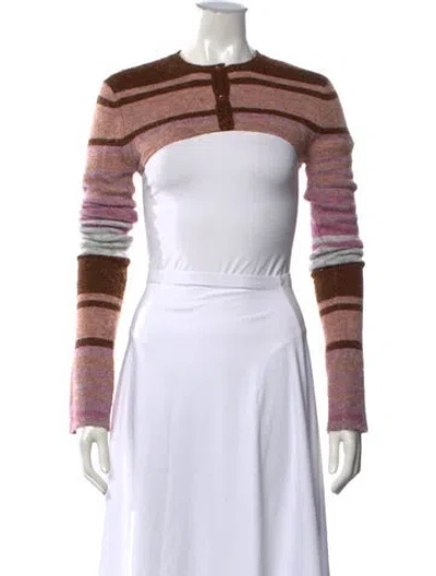 Pre-owned Danielle Guizio Striped Crew Neck Sweater In Neutrals