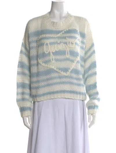 Pre-owned Danielle Guizio Striped Crew Neck Sweater W/ Tags In Blue