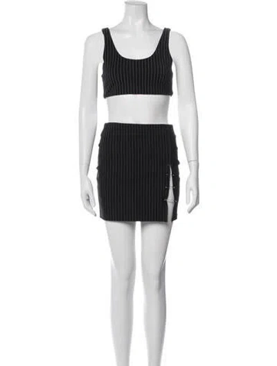 Pre-owned Danielle Guizio Striped Cutout Accent Skirt Set In Black/white