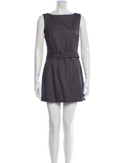 Pre-owned Danielle Guizio Striped Mini Dress In Gray
