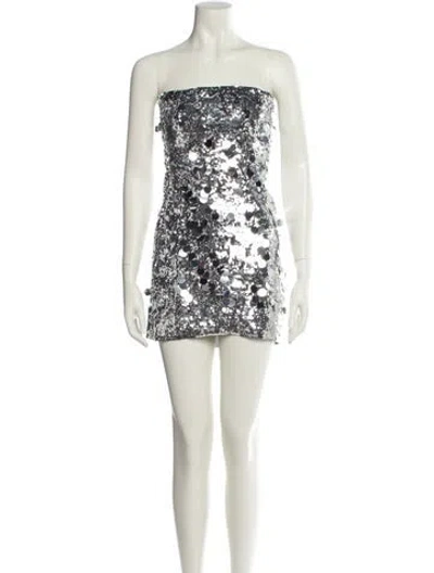 Pre-owned Danielle Guizio Striped Mini Dress In Neutral