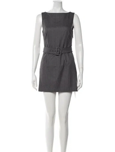 Pre-owned Danielle Guizio Striped Mini Dress W/ Tags In Grey