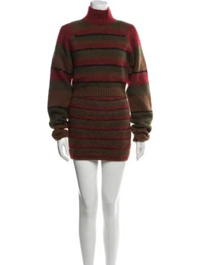 Pre-owned Danielle Guizio Striped Skirt Set In Red