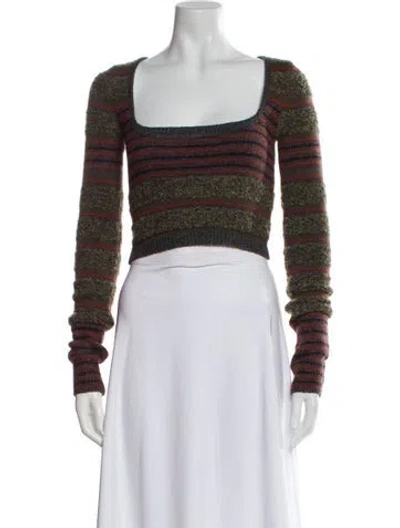Pre-owned Danielle Guizio Striped Square Neckline Sweater In Multi