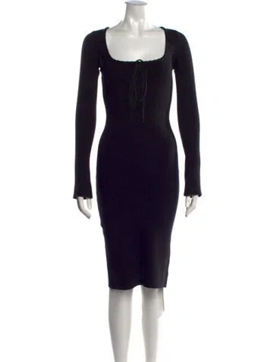 Pre-owned Danielle Guizio Tie Neck Knee-length Dress In Black