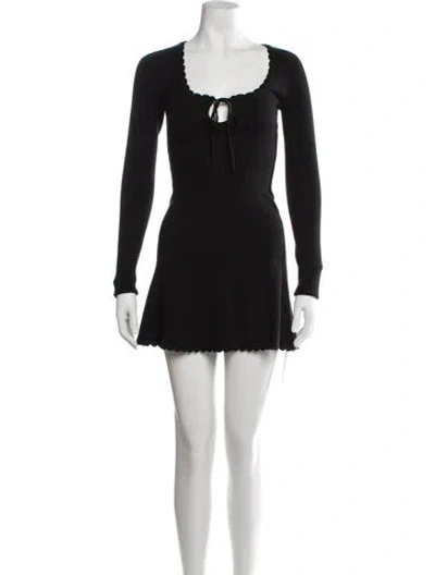 Pre-owned Danielle Guizio Tie Neck Mini Dress In Black