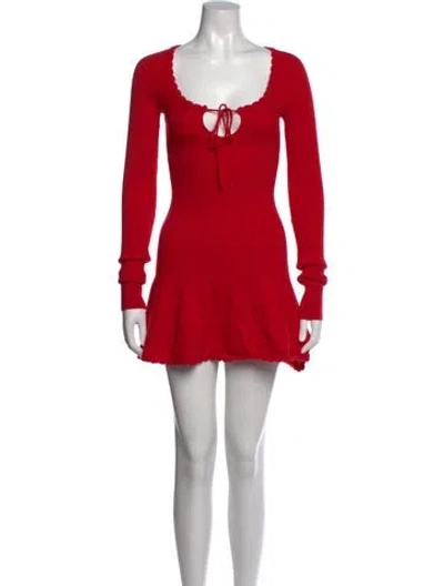 Pre-owned Danielle Guizio Tie Neck Mini Dress In Red