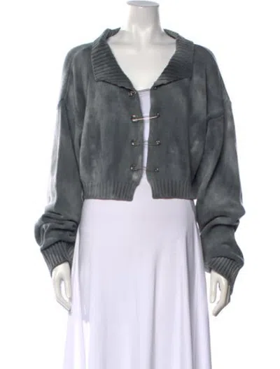 Pre-owned Danielle Guizio Tie-dye Print Open Front Sweater In Grey