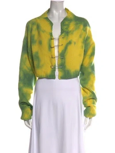 Pre-owned Danielle Guizio Tie-dye Print Open Front Sweater In Multi