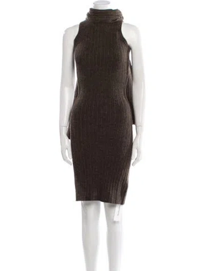 Pre-owned Danielle Guizio Turtleneck Knee-length Dress In Brown