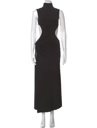 Pre-owned Danielle Guizio Turtleneck Long Dress In Black