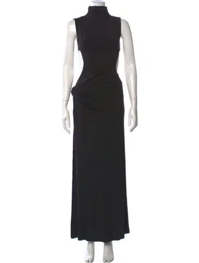 Pre-owned Danielle Guizio Turtleneck Long Dress In Black