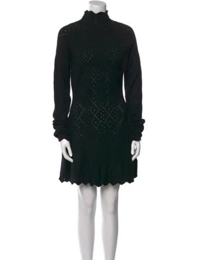 Pre-owned Danielle Guizio Turtleneck Mini Dress In Black