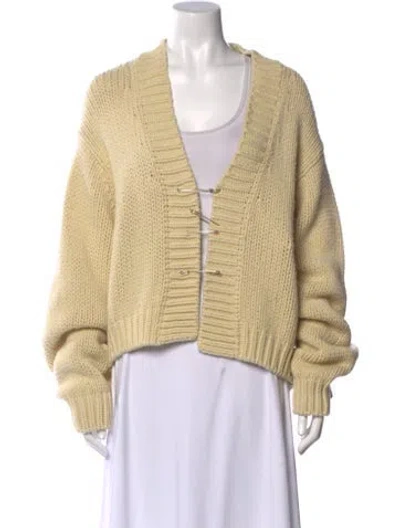 Pre-owned Danielle Guizio Virgin Wool Open Front Sweater In Neutral
