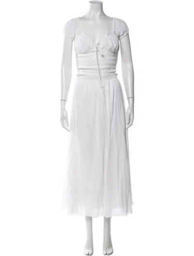 Pre-owned Danielle Guizio V-neck Long Dress In White