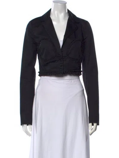 Pre-owned Danielle Guizio V-neck Long Sleeve Top In Black