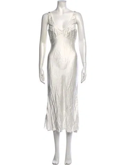 Pre-owned Danielle Guizio V-neck Midi Length Dress W/ Tags In White