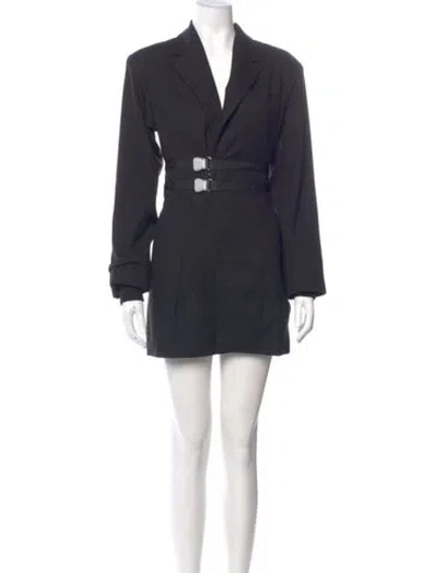 Pre-owned Danielle Guizio V-neck Mini Dress In Black