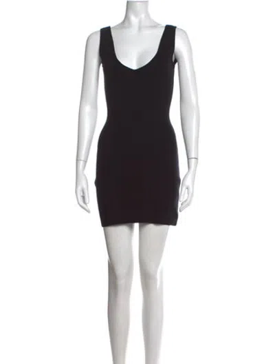 Pre-owned Danielle Guizio V-neck Mini Dress In Black
