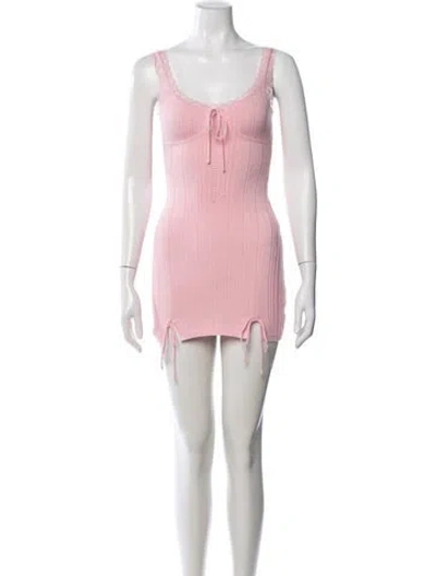 Pre-owned Danielle Guizio V-neck Mini Dress In Pink